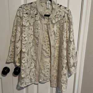 Dealer’s & Damons vintage white lace cardigan with buttons